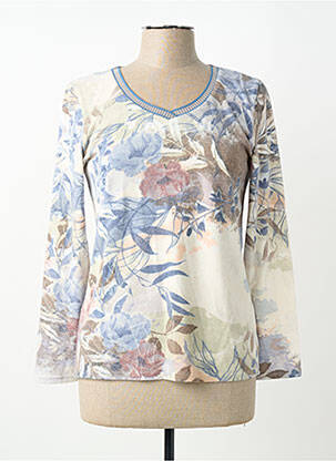 Pull coupe cintrée manches longues bleu GEVANA femme