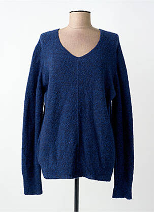 Pull col v manches longues bleu MARIA BELLENTANI femme
