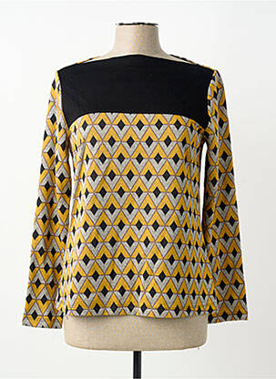 Pull coupe cintrée manches longues jaune ELEONORA AMADEI femme