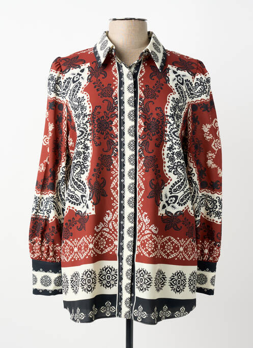 Chemisier imprimé fantaisie manches longues marron LESLIE femme