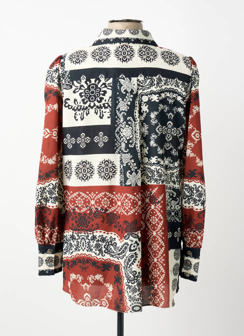 Chemisier imprimé fantaisie manches longues marron LESLIE femme