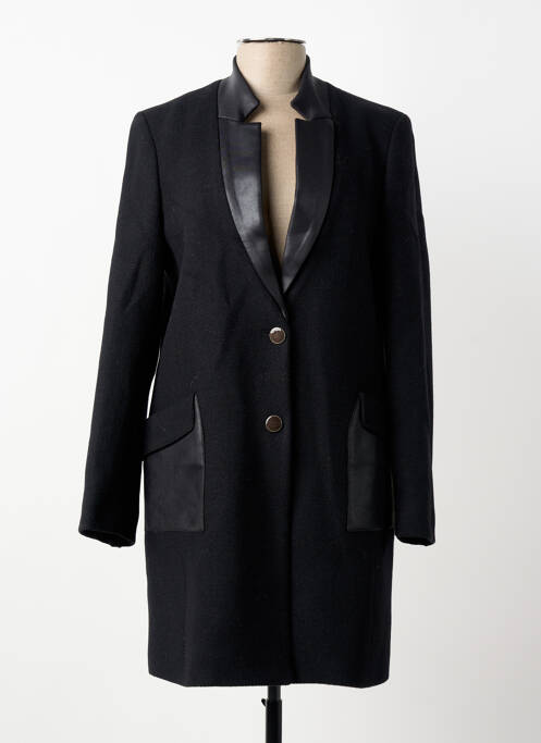 Manteau long coupe cintrée sans capuche noir EVA KAYAN femme
