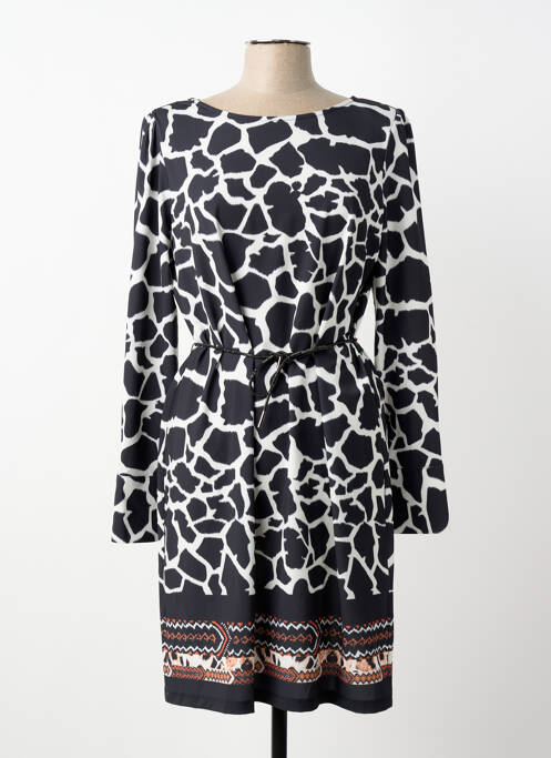 Robe mi-longue imprimé fantaisie manches longues noir FUEGO WOMAN femme