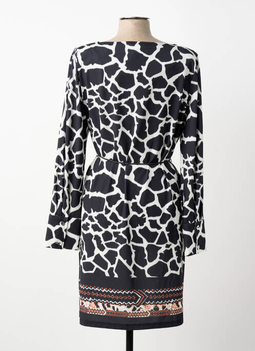 Robe mi-longue imprimé fantaisie manches longues noir FUEGO WOMAN femme