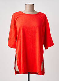 T-shirt coupe droite manches 3/4 rouge CREAM femme