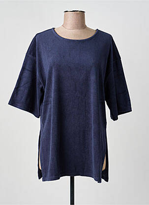 T-shirt coupe droite manches 3/4 bleu CREAM femme