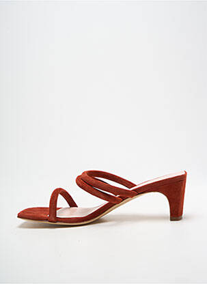 Mules/sabots semelle extérieure cuir talon de 7 à 9cm orange MI/MAI femme