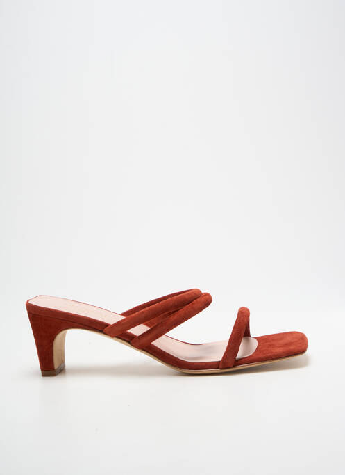 Mules/sabots semelle extérieure cuir talon de 7 à 9cm orange MI/MAI femme