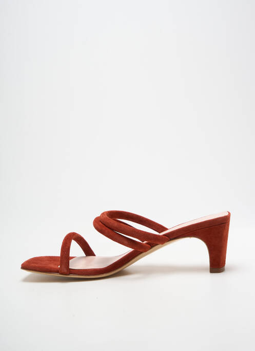 Mules/sabots semelle extérieure cuir talon de 7 à 9cm orange MI/MAI femme