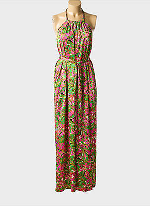 Robe longue manches dos nu sans manche vert AAKAA femme
