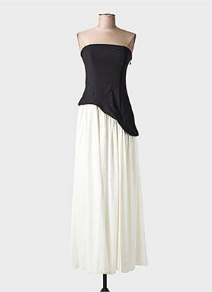 Robe longue tissage crêpe sans manche beige BABYBOO femme