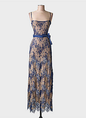 Robe longue manches bretelles ajustables fines bretelles bleu SANS MARQUE femme