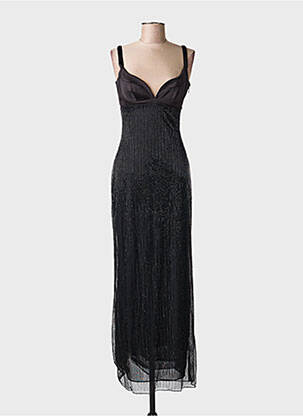 Robe longue coupe cintrée fines bretelles noir HOUSE OF CB LONDON femme