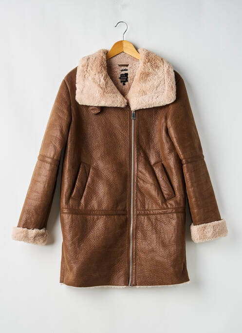 Manteau long coupe droite sans capuche marron TRF femme