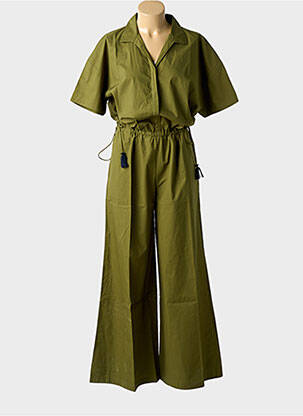 Combi-pantalon fermeture boutonnée sur le devant manches courtes vert MARE DI LATTE femme