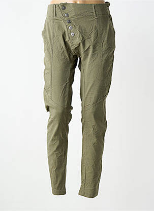 Pantalon slim taille élastique vert NÜ femme