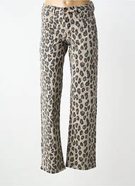 Pantalon droit fermeture zippée sous rabat boutonné beige CREAM femme