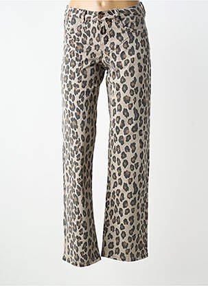 Pantalon droit fermeture zippée sous rabat boutonné beige CREAM femme