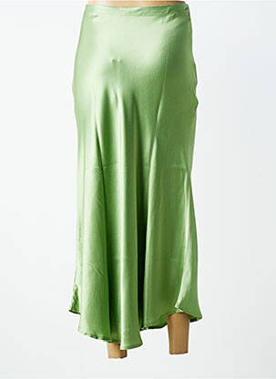Jupe longue fermeture zip latéral vert SANFASON femme