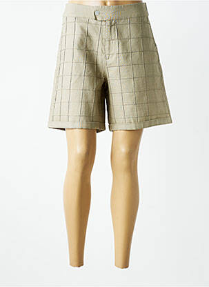 Short fermeture zippée sous rabat boutonné vert NÜ femme