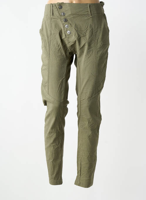 Pantalon slim taille élastique vert NÜ femme
