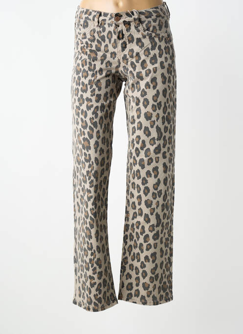 Pantalon droit fermeture zippée sous rabat boutonné beige CREAM femme