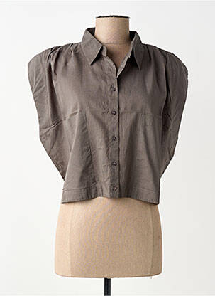 Chemisier tissage popeline manches courtes gris NÜ femme