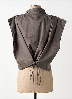 Chemisier tissage popeline manches courtes gris NÜ femme