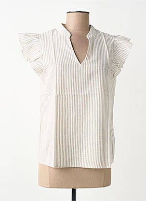 Blouse légère et transparente manches courtes beige B.YOUNG femme