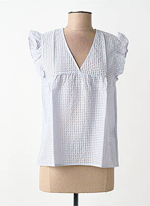 Blouse légère et transparente manches courtes bleu SECOND FEMALE femme