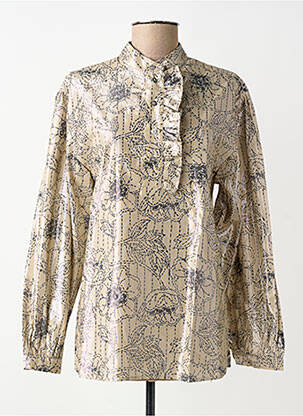 Blouse imprimé fantaisie manches longues beige OTTOD'AME femme