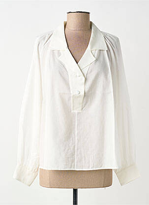 Blouse poignets boutonnés avec fente manches longues blanc EVA KAYAN femme