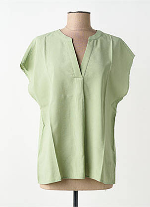 Blouse tissage popeline manches courtes vert CREAM femme