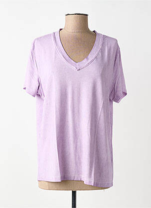 T-shirt col v manches courtes violet NÜ femme