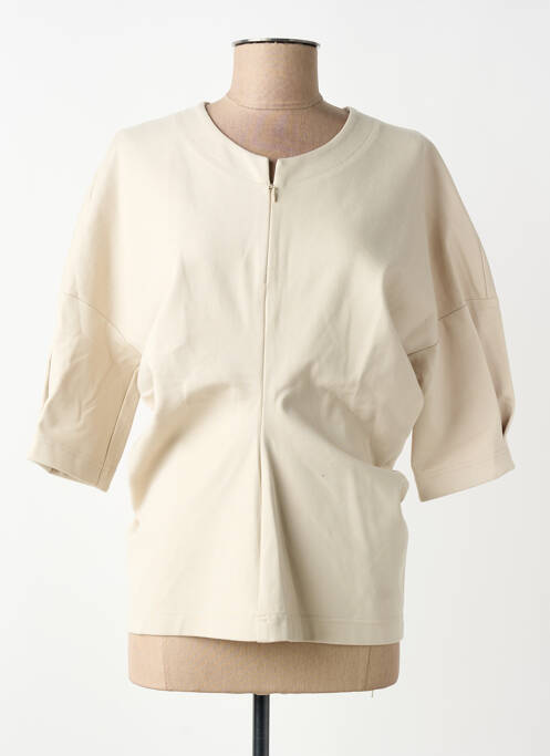Top tissage jersey manches courtes beige SUMMUN femme