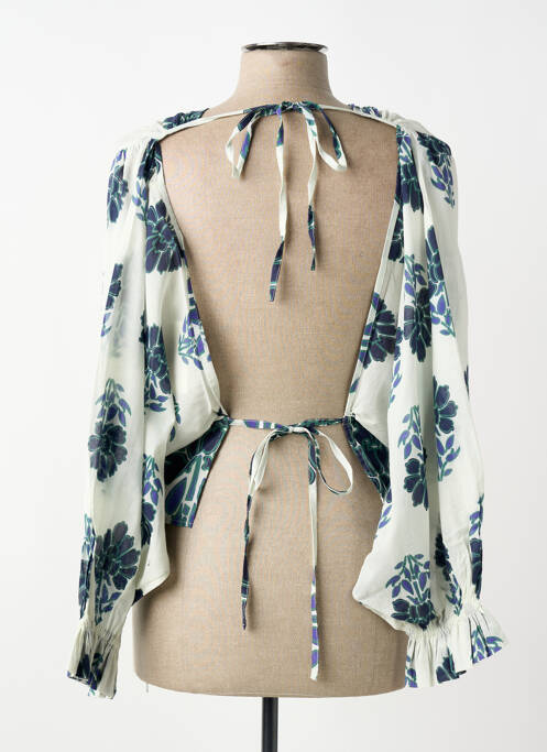 Blouse tissage popeline manches longues bleu MARE DI LATTE femme