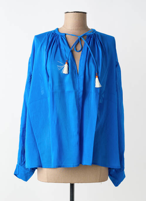 Blouse poignets boutonnés avec fente manches longues bleu OTTOD'AME femme
