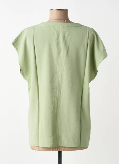 Blouse tissage popeline manches courtes vert CREAM femme