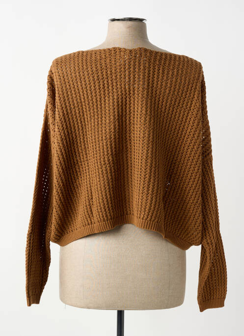 Pull maille ajourée manches longues marron PORTOFINO femme