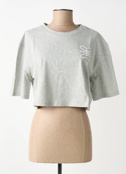 T-shirt manches mi-longues manches courtes gris SUNCOO femme