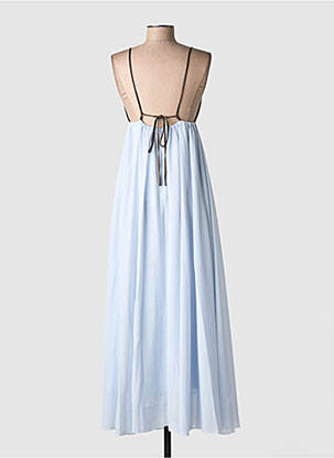 Robe longue coupe évasée fines bretelles bleu SECOND FEMALE femme
