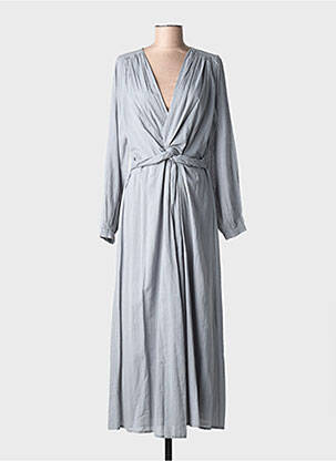 Robe longue manches longues manches longues bleu MARE DI LATTE femme