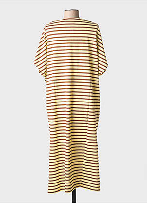 Robe longue imprimé fantaisie manches courtes jaune PORTOFINO femme