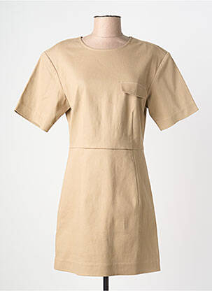 Robe mi-longue coupe évasée manches longues beige SECOND FEMALE femme