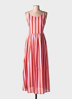 Robe longue imprimé fantaisie fines bretelles rouge SUNCOO femme