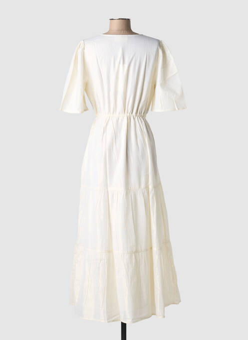 Robe longue imprimé fantaisie manches courtes beige CREAM femme