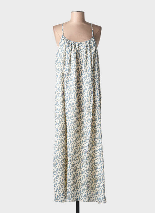 Robe longue imprimé fantaisie fines bretelles bleu OTTOD'AME femme
