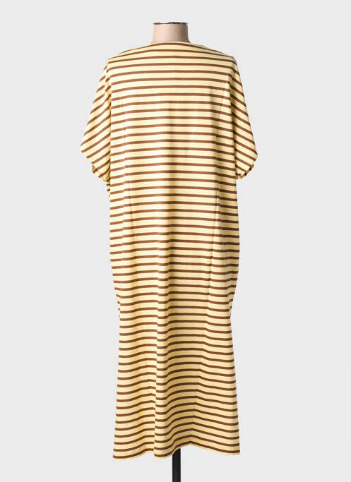 Robe longue imprimé fantaisie manches courtes jaune PORTOFINO femme