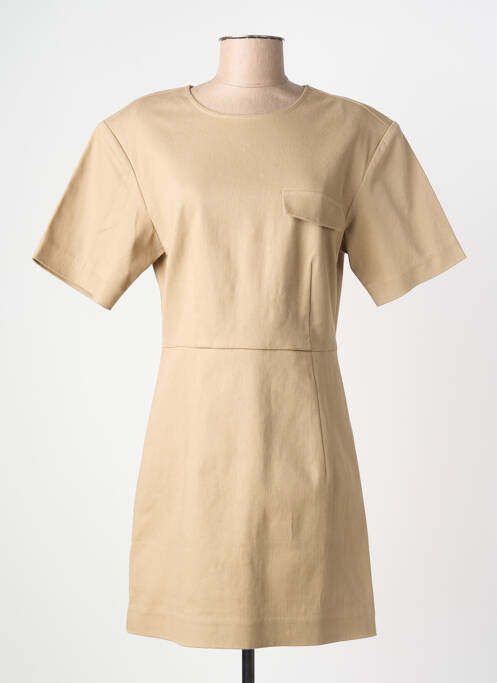 Robe mi-longue manches longues manches longues beige SECOND FEMALE femme
