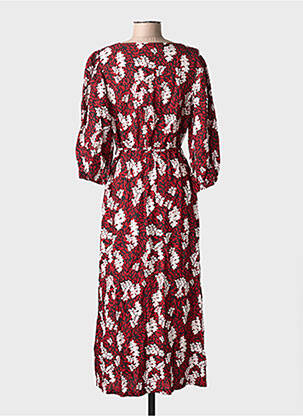 Robe longue tissage popeline manches 3/4 rouge GRACE & MILA femme
